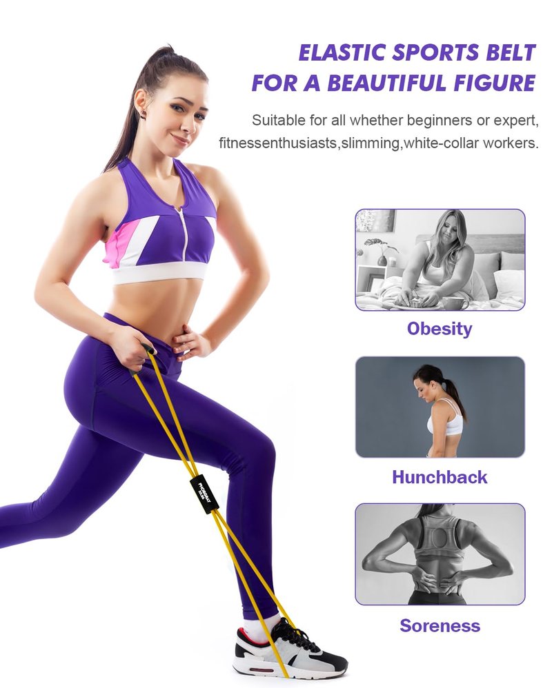 12 Pack Figure 8 Resistance Bands Set - Exercise Bands for Back, Arms, Shoulders & Legs - Ideal for Stretching, Physical Therapy, Yoga, Pilates - Home Gym Equipment for Women & Men (20LBS)