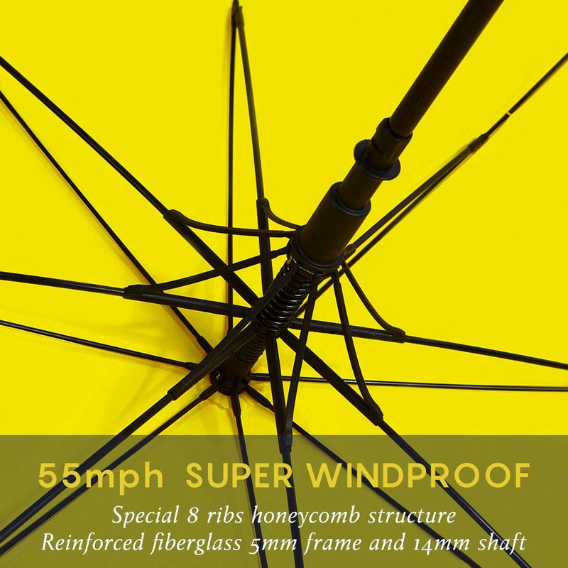 RUMBRELLA Golf Umbrella Windproof UV Umbrellas Large UPF 50+ Auto Open 55IN, Bright Yellow