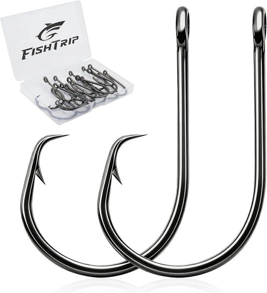 Fishing Circle Hooks - 50/100pcs 3X Strong Barbed High Carbon Steel for Catfish & Octopus | Freshwater & Saltwater