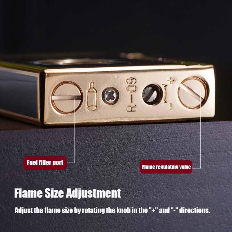 Classic Butane Lighter Vintage Side Slide Ignition Lighter, Refillable for Men, Dad, Husband, Unique Collectible(Fuel Not Included),Gold