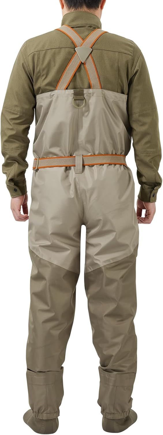BASSDASH Men's Waterproof Breathable Fly Fishing Waders - Lightweight Chest Stocking Foot Design