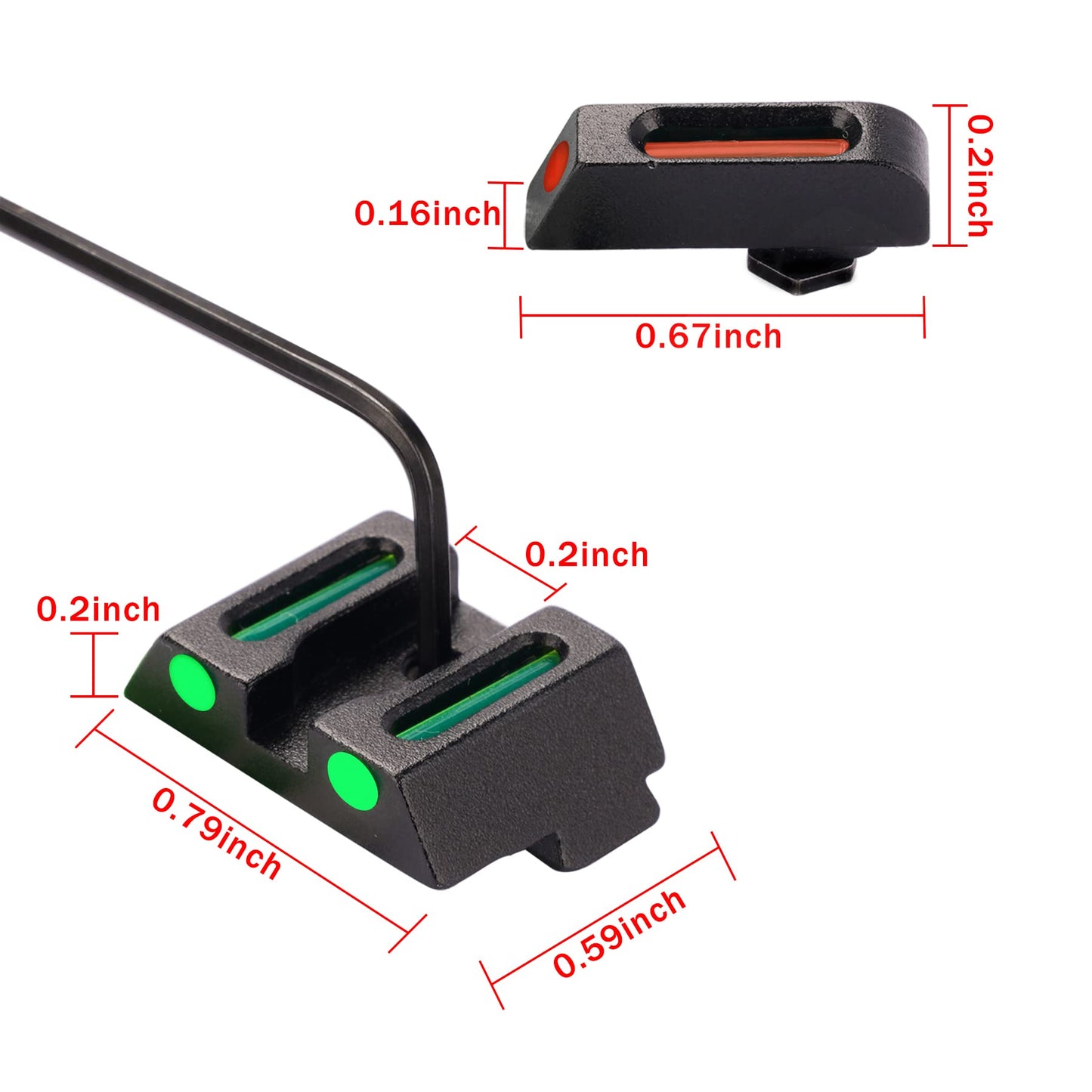 TRSAIM No-Tritium Fiber Optic Sights for Glock 17, 17L, 19, 22, 23, 24, 26, 27, 33, 34, 35, 38, 39 - Red/Green Dot Fiber Optic Sights for Glock (Red Dot)