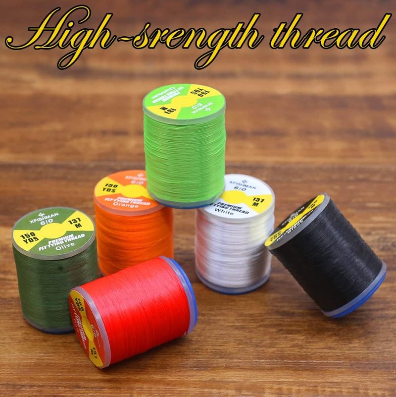 XFISHMAN Fly Tying Thread Kit - Premium 6/0 & 3/0 Fly Tying Materials | Essential Fishing Accessories