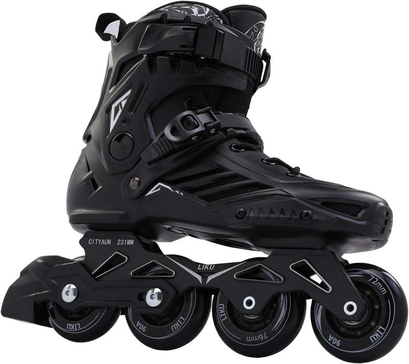 Inline Skates for Adults - LIKU Black Professional Unisex Design | Adjustable Size