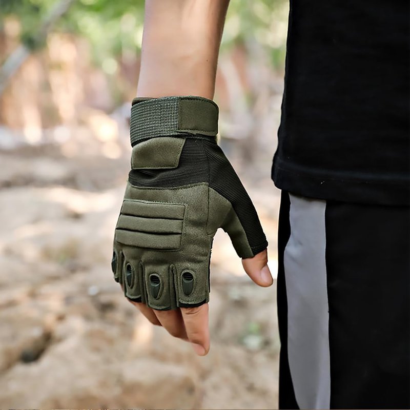 NuCamper Half Finger Tactical Gloves for Men,Touchscreen Fingerless Airsoft Gloves for Outdoors Hunting Motorcycle Cycling Work Gloves