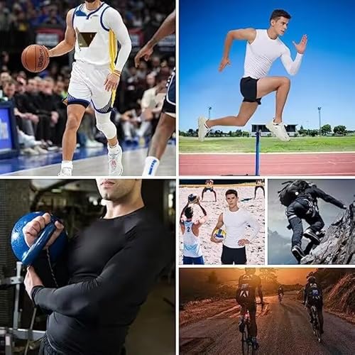 Men's Compression Shirts Single Arm Long Sleeve Basketball Athletic Workout Shirt Tops Baselayer Undershirt