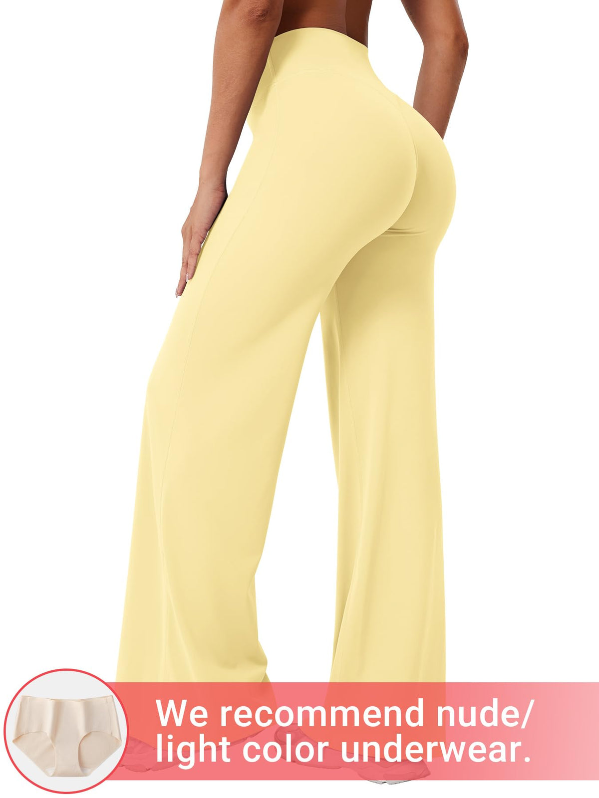 YEOREO Workout Women Straight Leggings 31.5" Gym Yoga Pants Butter Yellow L