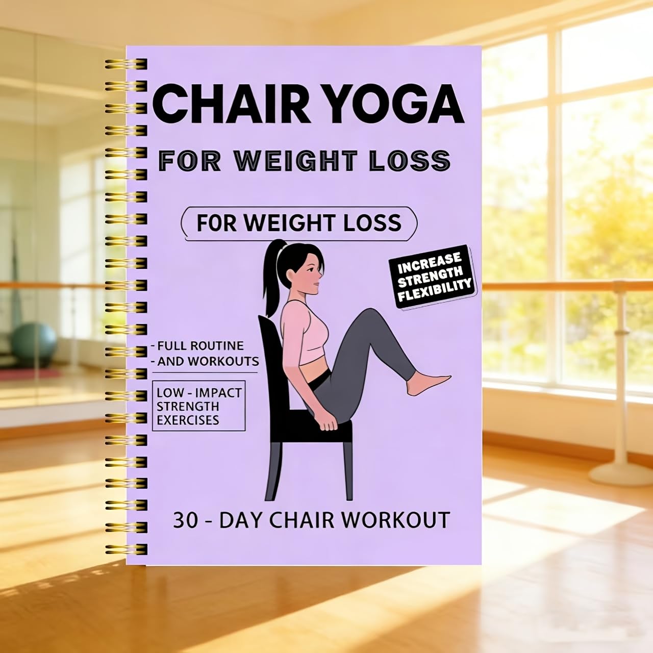 30-Day Seated Yoga Weight Loss Workout Plan And Journal – A 50-Page Illustrated Exercise Guide with Daily Yoga Practices, Meal Plans & Progress Tracking – Compact Size 5.5" × 8.3" for Home Gym Use Purple