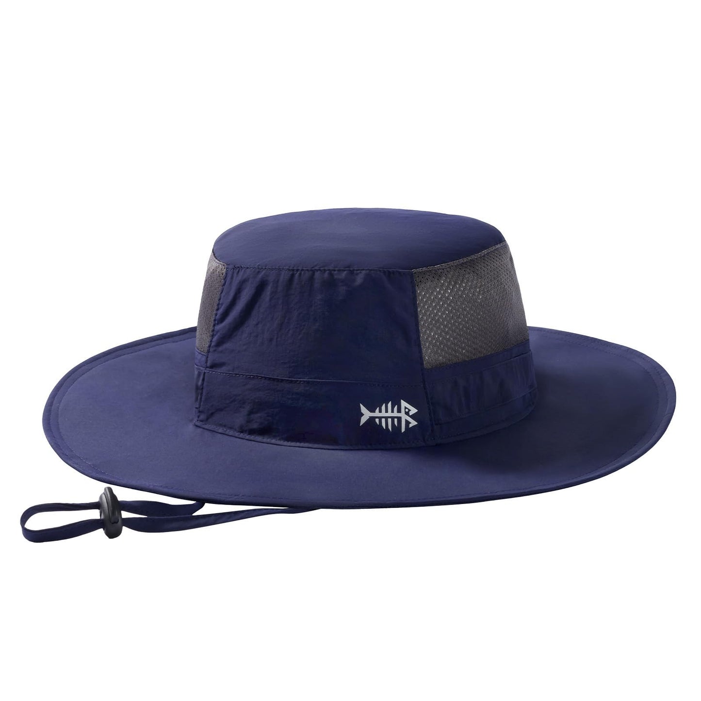 BASSDASH UPF 50+ Fishing Sun Hat Water Resistant Unisex Wide Brim Bucket Boonie Hat for Hiking Camping Safari FH15 Dark Blue