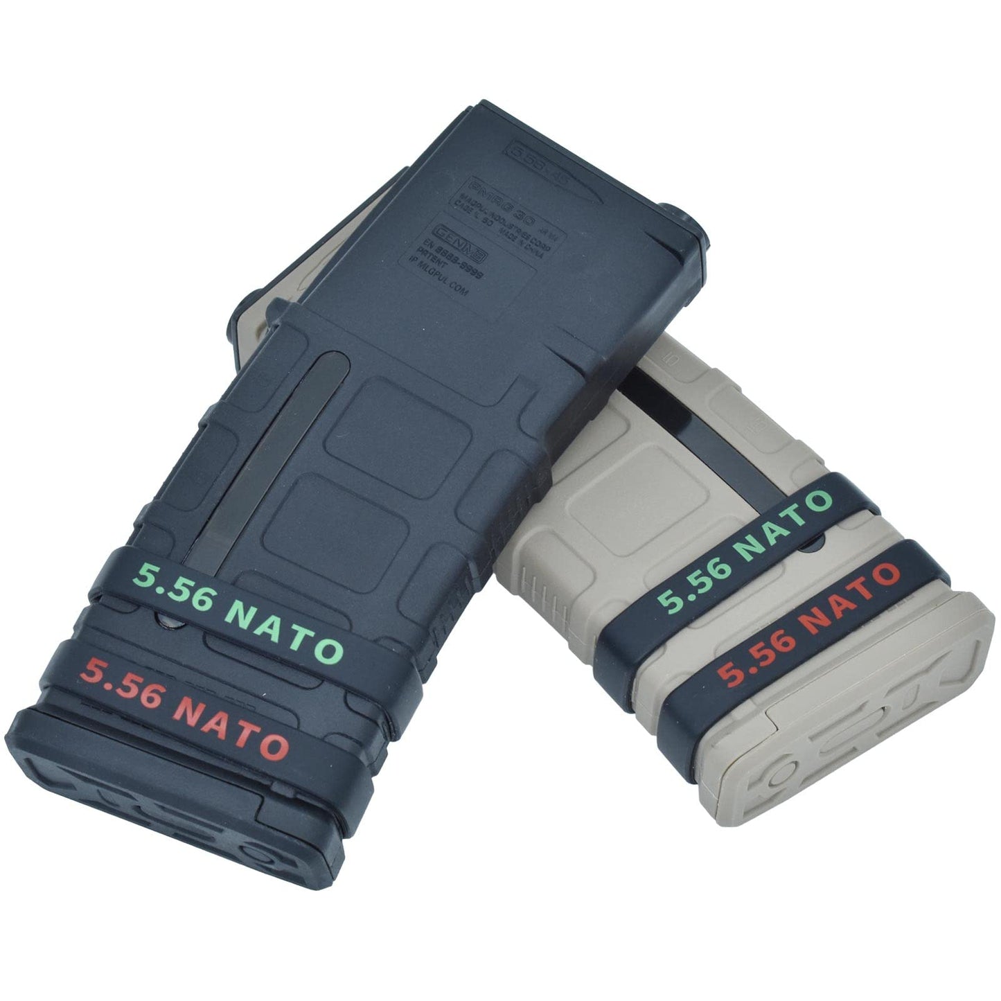 24 Pack Miaozhun 5.56 NATO Magazine Marking Bands 5.56 Magazine Caliber Identification (Black - Green)