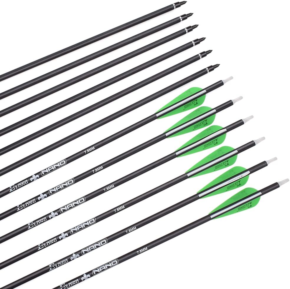 Carbon Arrows for Archery Bow - Hunting Target Practice with Removable Tips | 26, 28, 30 Inch, Spine 500, 6PCS/12PCS