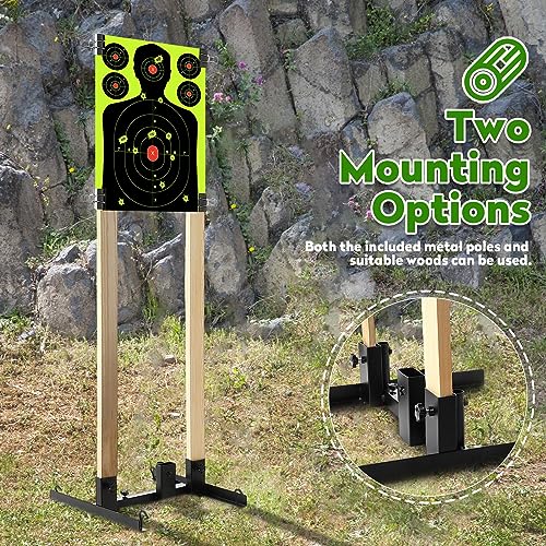 Focusport Adjustable Target Stand Set, Comprehensive Set with 13 x 17 inch Silhouette Splatter Paper Targets, Metal Pole, Two Mounting Options for Shooting Outdoor (1)