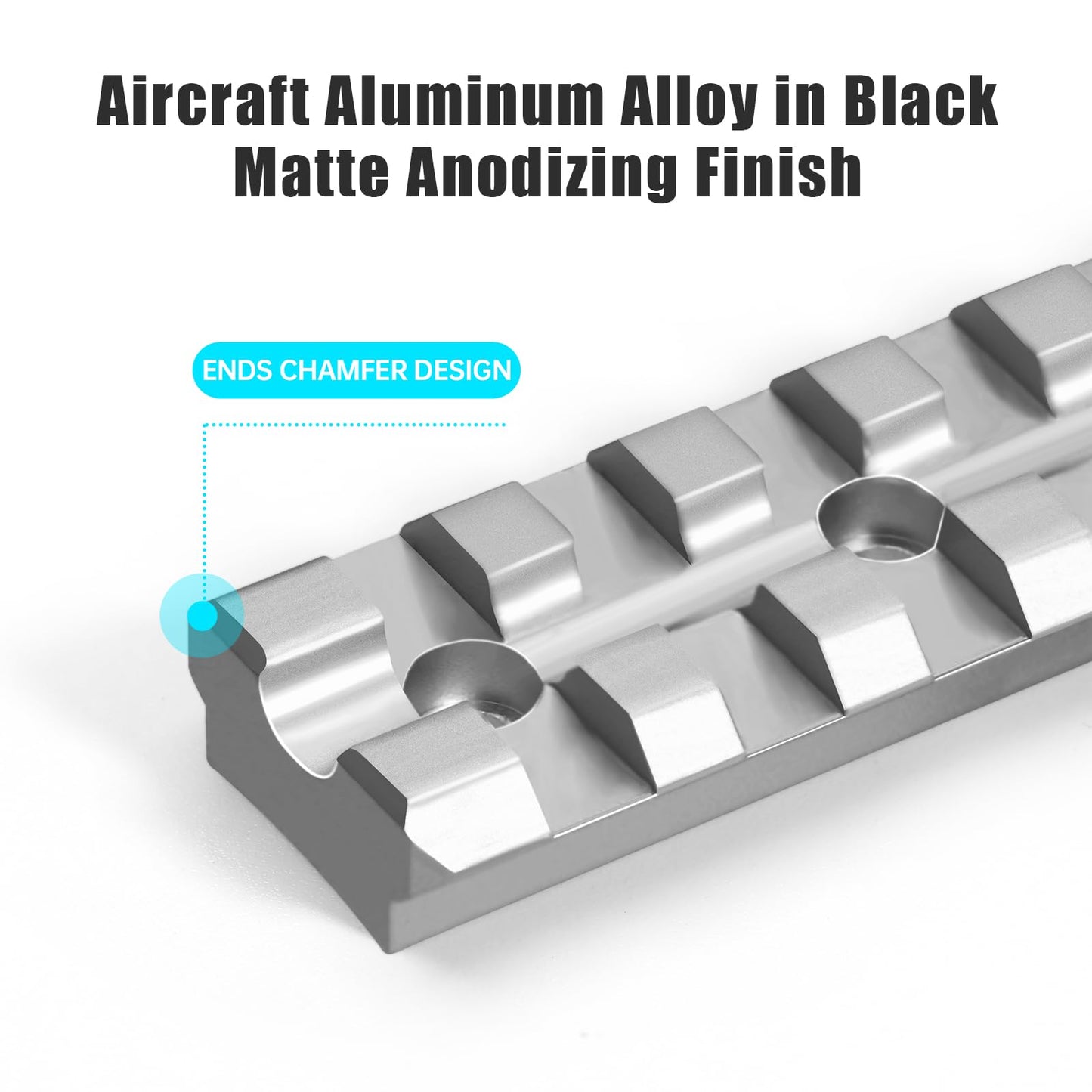Bontok Picatinny Rail Mount for 10/22 Scope Mounts with 11 Slots for Red Dots Mounting, Scopes, Magnifiers-Sliver