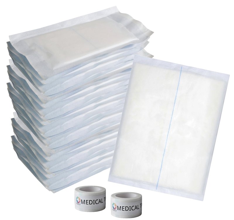 Vakly ABD Combine Abdominal Pads 8" x 7½" (Pack of 24) – Sterile High Absorbency Non-Adherent Gauze, Individually Wrapped, Ideal for First Aid and Emergency Use