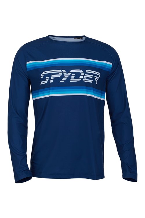 Spyder Men's Pump Long Sleeve Crew Neck Light Weight Tee, Abyss, Medium