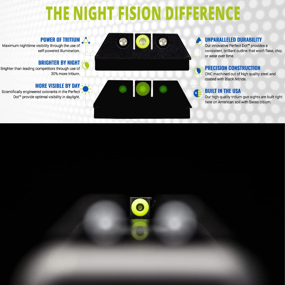 Night Fision Tritium Night Sight Set for CZ USA P-10 C/F - Orange Front Ring, Black Rear Rings