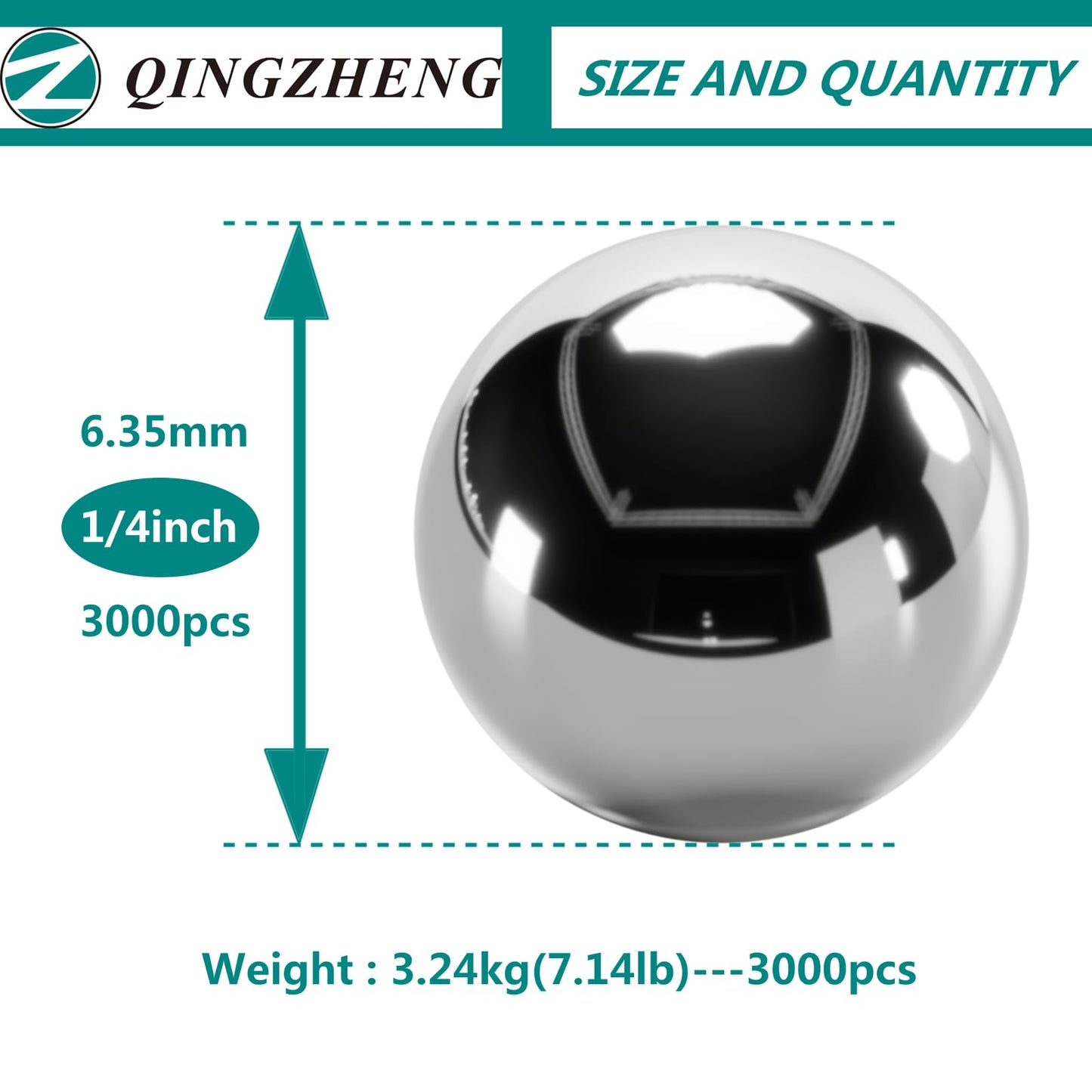 Z QINGZHENG Slingshots, 1/4 Inch 6.35mm Precision Steel Ball Bearing Slingshot Ammo, 3000pcs