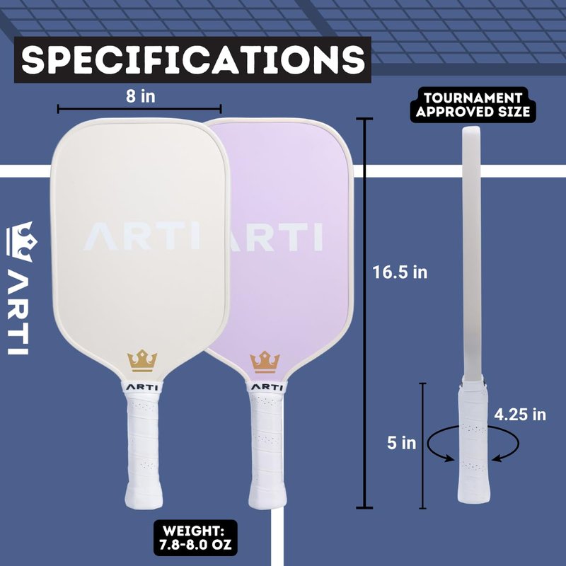 ARTI Pickleball Paddles Set of 2-USAPA Approved Fiberglass Surface Pickleball Set,2 Pickleball Rackets, 4 Balls and 1 Portable Carry Bag, Dogs and Giraffes Pickle Ball Set for Men Women Beginners