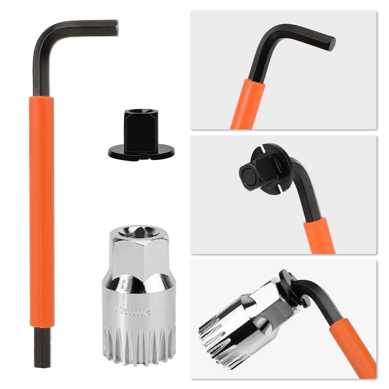 Oumers Crank Puller Bike Tool, Bike Crank Extractor + Bike Bottom Bracket Remover + 16mm Spanner Wrench + Hexagonal Wrench for Removing