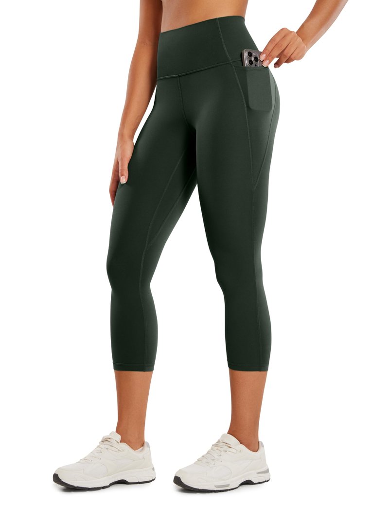 CRZ YOGA Butterluxe Workout Capri Leggings Pockets 21" - High Waisted Gym Athletic Womens Crop Yoga Legend Green X-Large