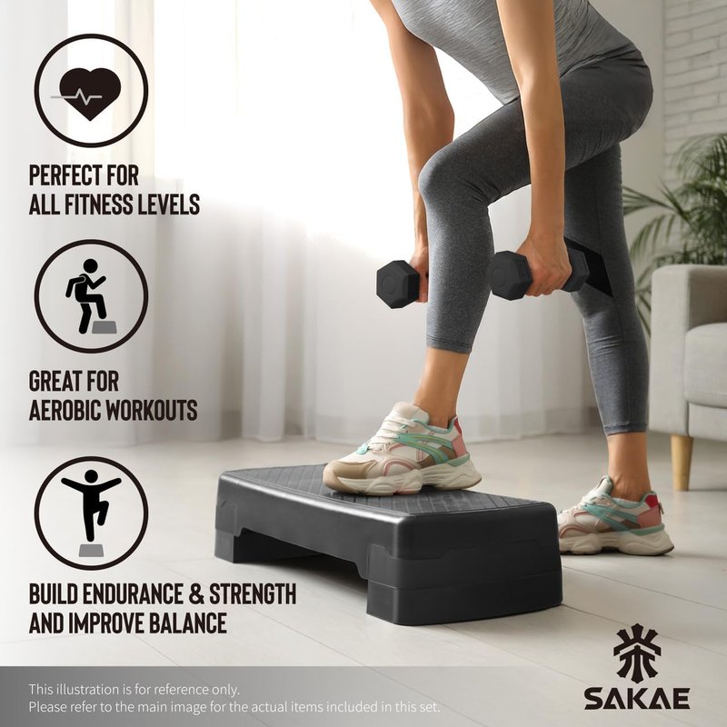 Adjustable Height Aerobic Stepper Set - Versatile Workout Platform with Dumbbells, Kettlebell & Ankle Weights | 4 Color Options