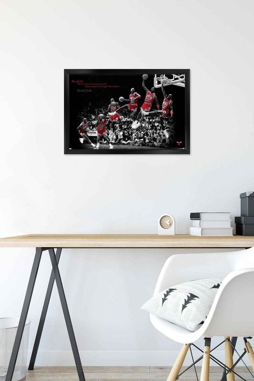 Trends International Michael Jordan - Fly Wall Poster, 14.725" x 22.375", Black Framed Version