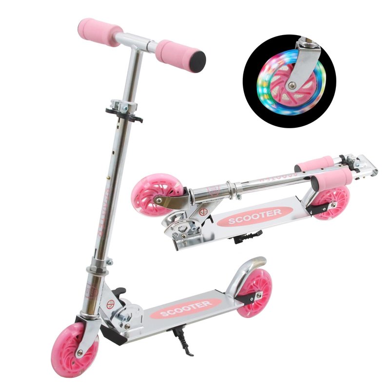 TENBOOM Scooter for Kids Ages 3+, Teens, Foldable Kick Scooter with Light up Wheels, Kickstand, 3 Adjustable Levels, Rear Brake, Lightweight Boys Girls Toys for Kids 5-7, Black