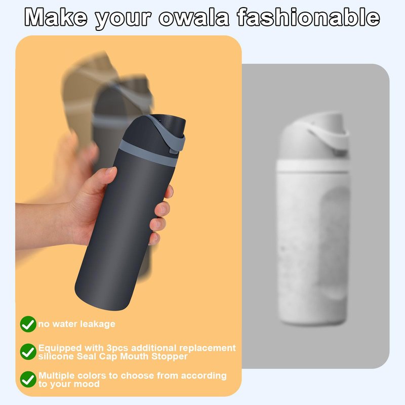 EnerCharge Replacement Lid for Owala Freesip, Compatible with Owala Cup 16/24/32/40oz, Water Bottle Seal Accessories, Leakproof, BPA-Free,Grayish Blue