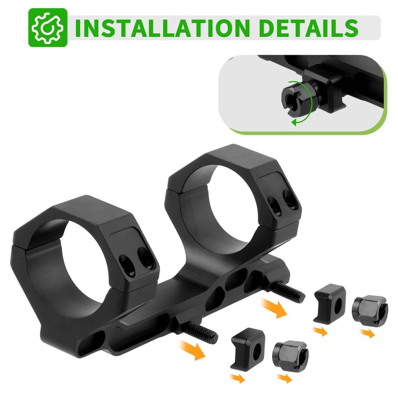 ToopMount 34mm Scope Mount, Offset Dual Ring One-Piece 34mm Scope Mount, High Profile Cantilever Picatinny Scope Mount Fit 21mm Picatinny Rail, 1.62 inch Center Height, for 34mm Diameter Scope Tube