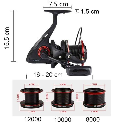 Diwa KCN Spinning Fishing Reel 8000 Series, 70 LBS Max Drag, 12+1 Stainless BB, Freshwater Saltwater Big-Game, Surf Fishing, Ultra Smooth, Powerful, Durable, Black (590g)