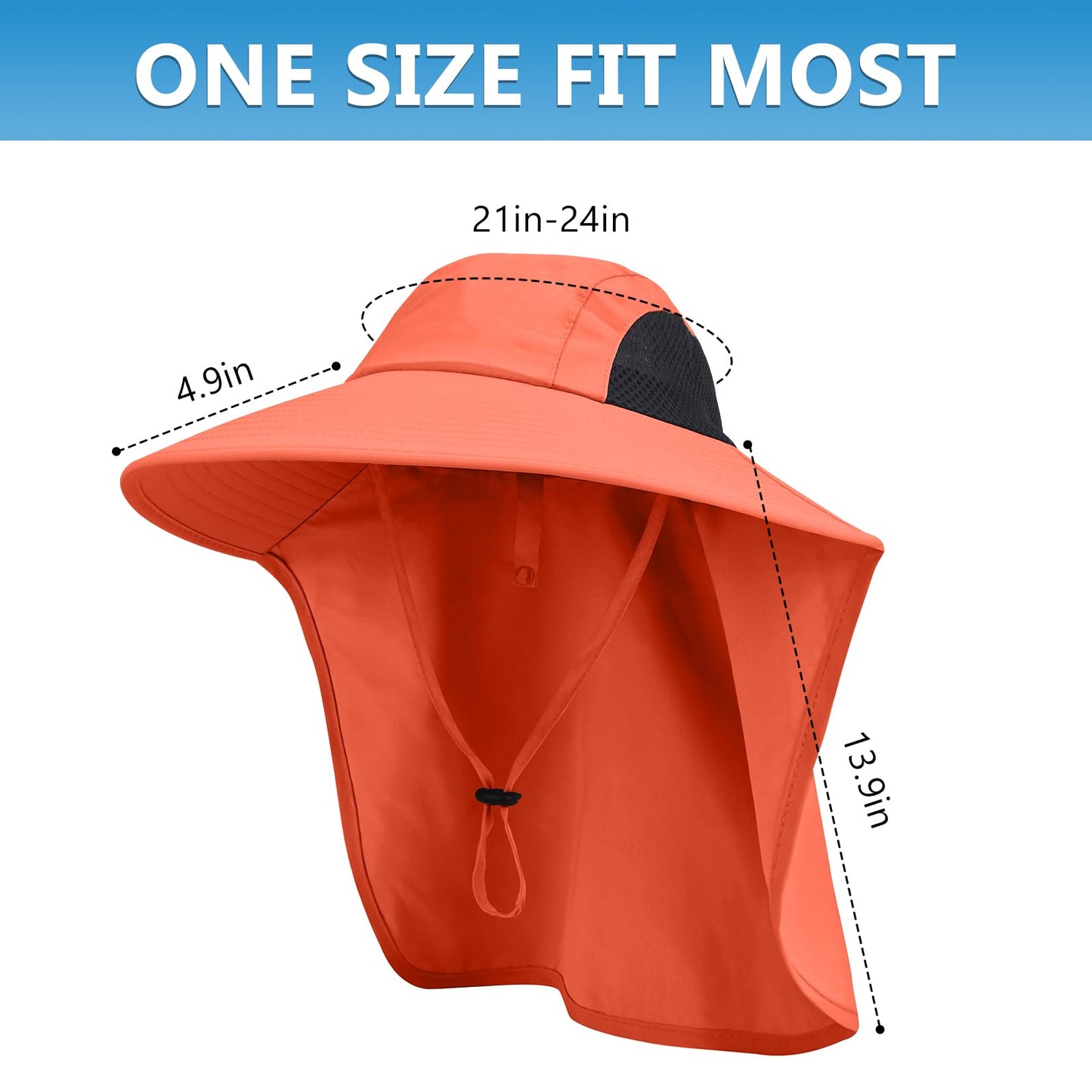 Sun Hat for Men Women with Neck Flap,UPF 50+ UV Protective Hiking Fishing Hats,Wide Brim Sun Hat for Women&Men