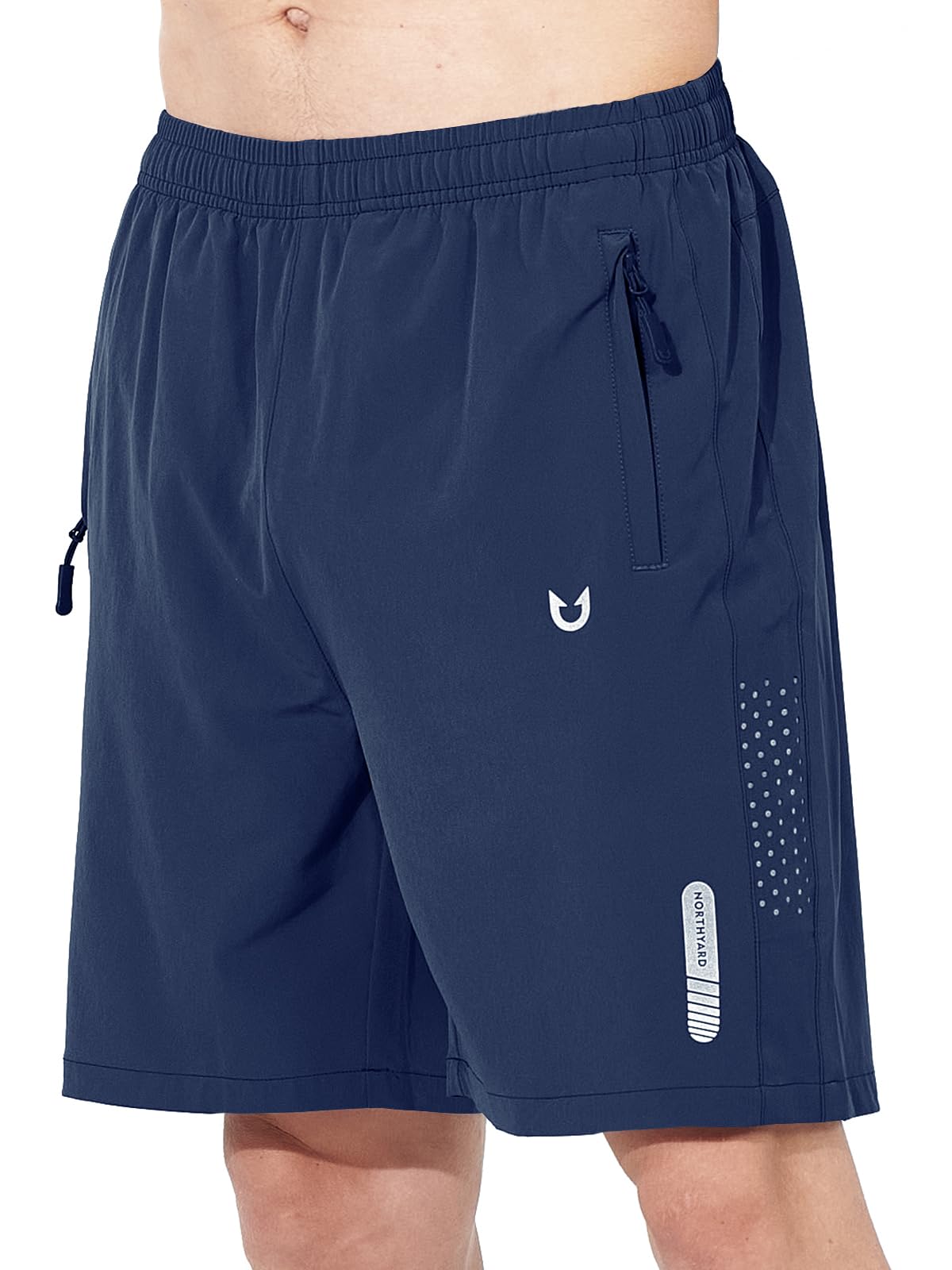 NORTHYARD Men's Athletic Running Shorts Gym Workout 7"/9"/5" Quick Dry Lightweight Sports Basketball Tennis 3 Zipper Pockets DARKBLUE 3XL