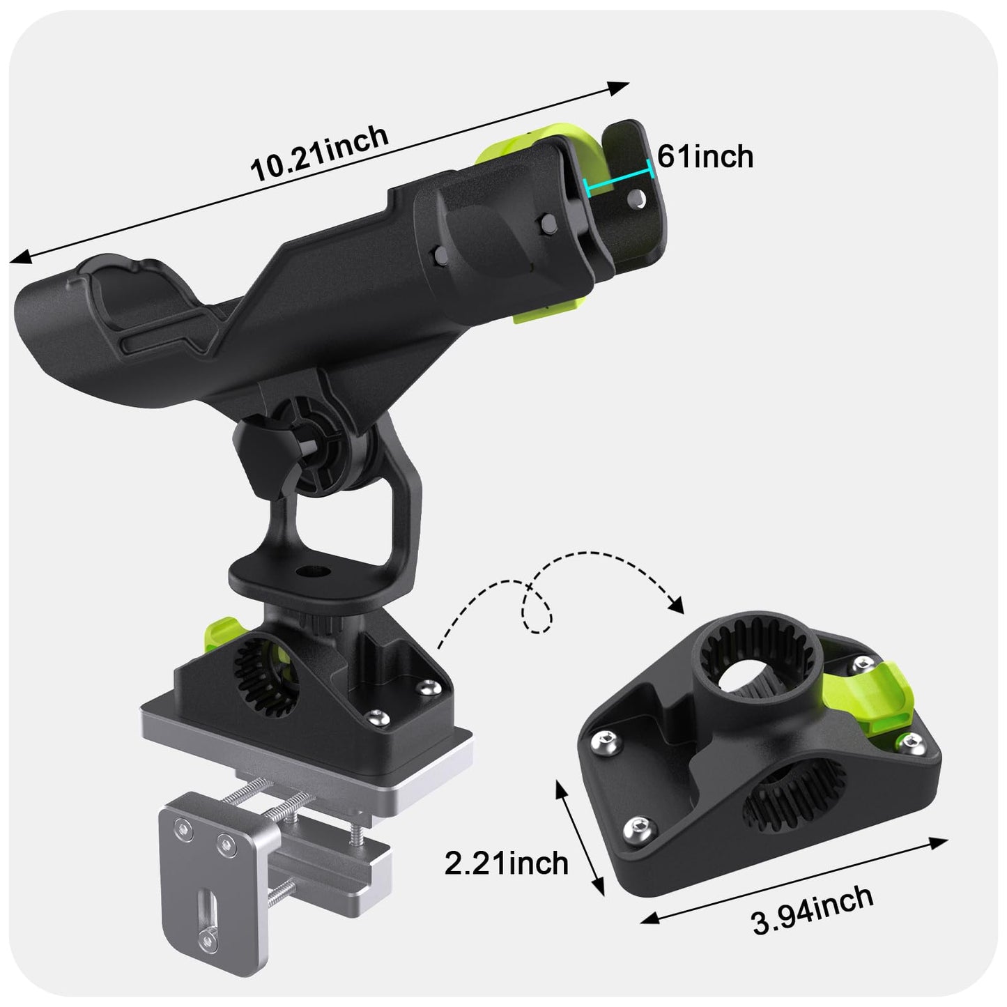 Fishing Rod Holders for Boat, Fishing Boat Rod Holder with Square Rail Mount Track Mount, 360 Degree Adjustable Pole Holders Fishing Rod Rack 2Pack