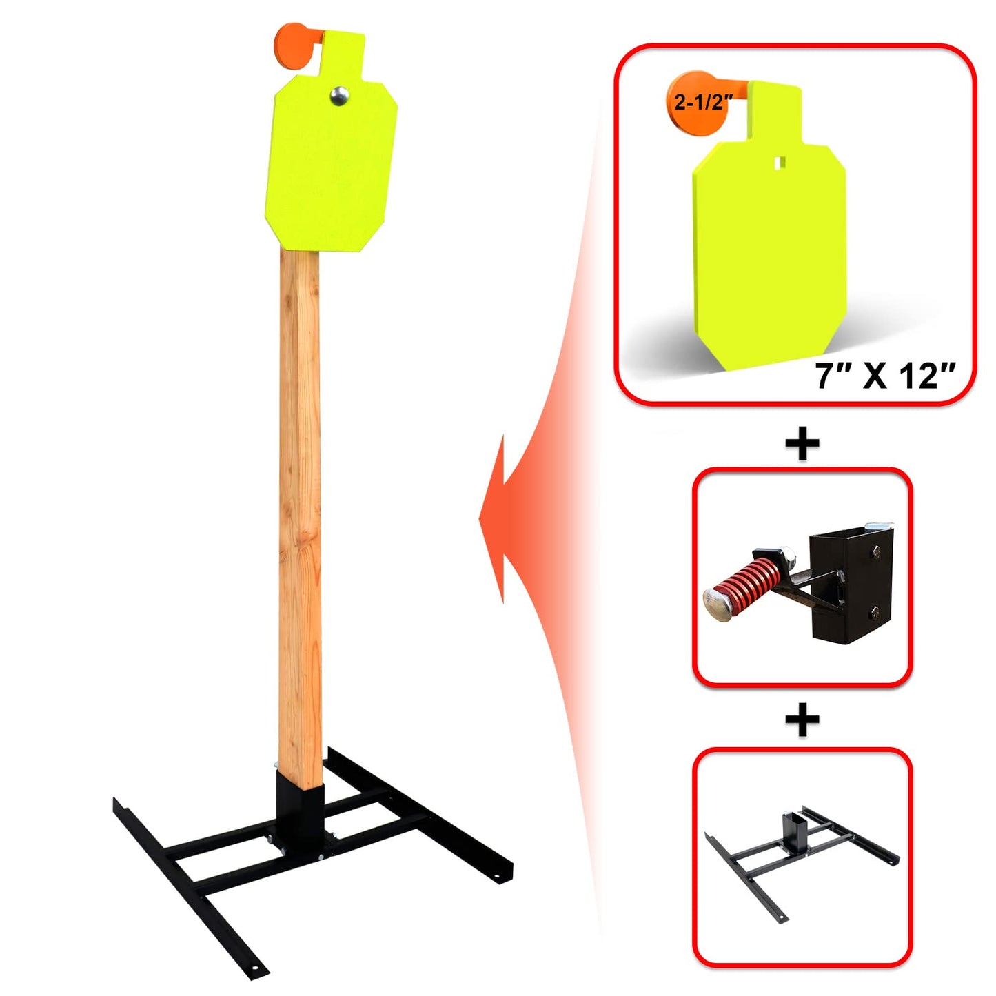 Highwild Target Stand AR500 Steel Target System - 7" x 12" Hostage Target with 2x4 Stand Mount Kit