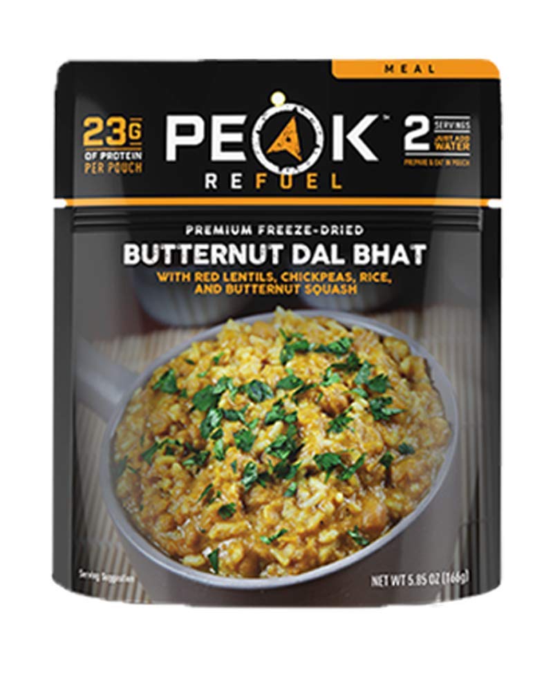 Peak Refuel Butternut Dal Bhat | Freeze Dried Backpacking and Camping Food | Amazing Taste & Quality | High Protein | Real Meat | Quick Prep (2 Serving Pouch)