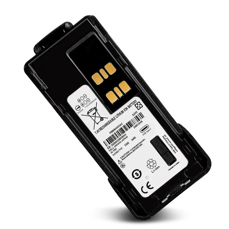 7.4V 5500mAh PMNN4409AR PMNN4409BR High Capacity Two-Way Radio Battery Replacement for Motorola XPR7350 XPR7580 XPR7550 XPR3300 APX4000 APX1000 XPR3500 DP4400 PMNN4448 (Power display+Type-C Charge)