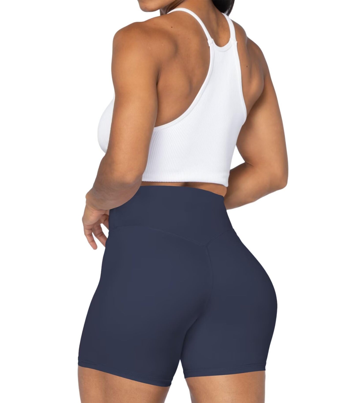 Sunzel No Front Seam High Waist Biker Shorts for Women, Squat Proof Yoga Workout Gym Bike Shorts 5" Inseam Ash Blue X-Small