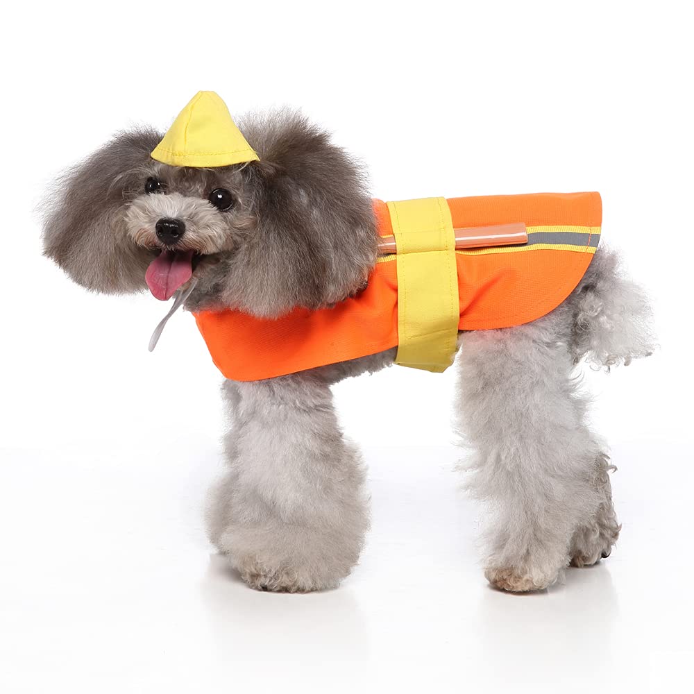 Layheld Cat Costume Dog Clothes Chef & Construction Worker 2PCs Set Funny Cosplay Partywear Photoshoot Cute Pet Outfit for Cat Small Dog (Worker,Small)
