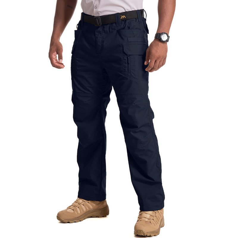 Mens Cargo Tactical Pants Cotton Water Resistant Ripstop Flex Stretch BDU Outdoor Hiking Work Pants for Men (9929 Navy Blue 34)