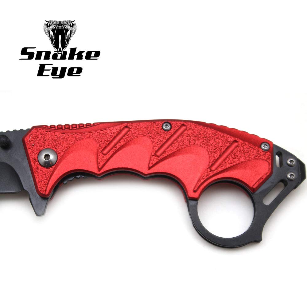 Snake Eye Tactical Everyday Carry Spring Assist Style Folding Pocket Knife EDC (Red)