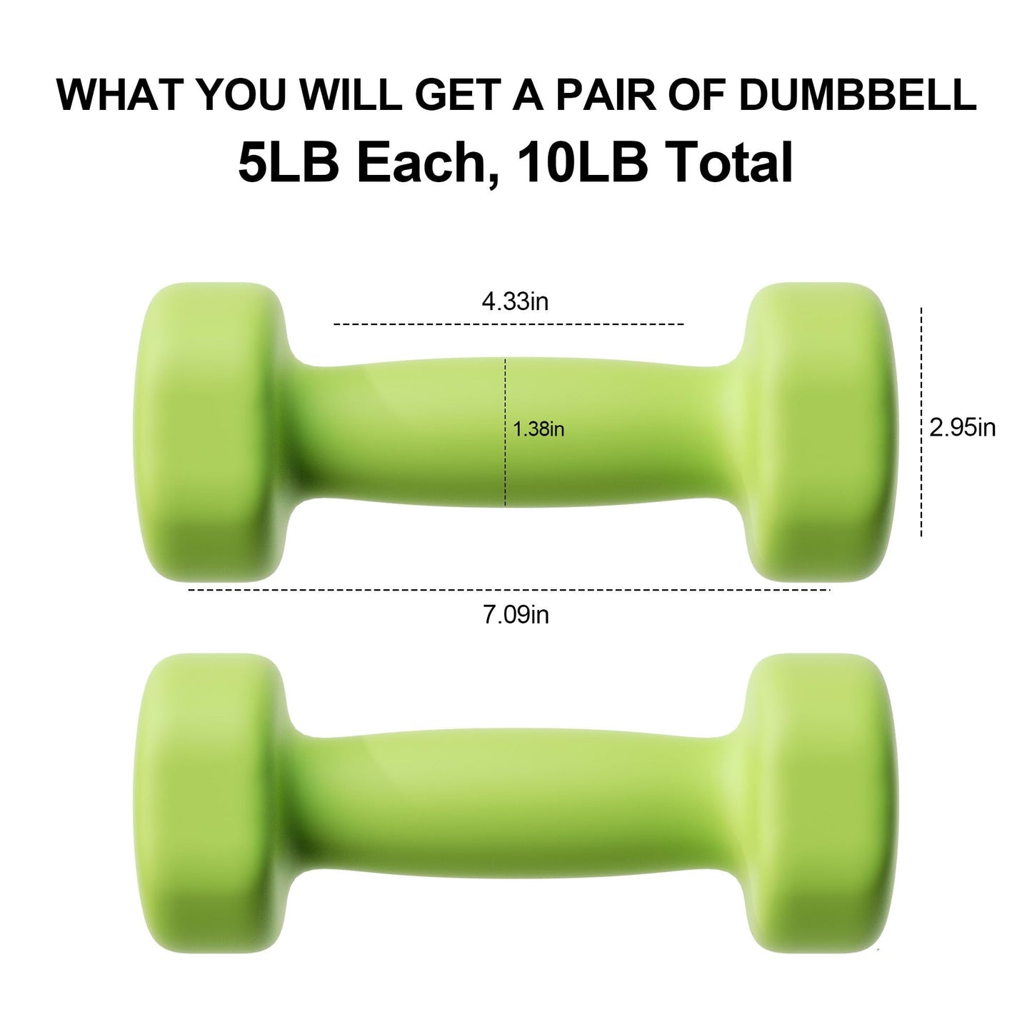 RUNWE Dumbbells Set of 2 - Cast Iron 5 LB Weights Set of 2, Hand Weights Set Exercise & Fitness Dumbbell Free Weights for Child, Women, Men