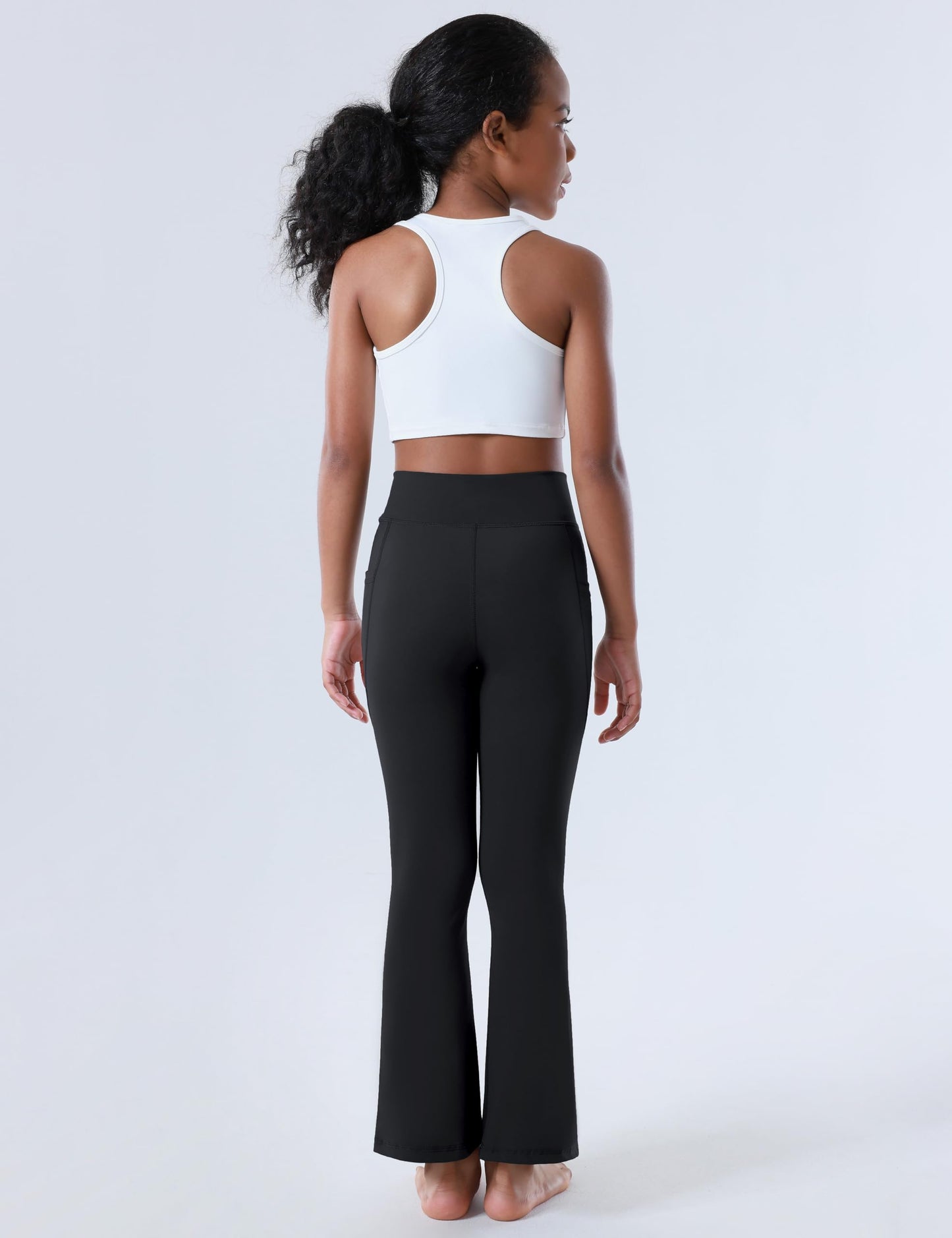 Yitoco Girls Flare Leggings with Pockets High Waisted Bootcut Kids Yoga Pants Dance Workout Athletic Bell Bottoms (Black, 12-13 Years,YOYPG02R-B-160)