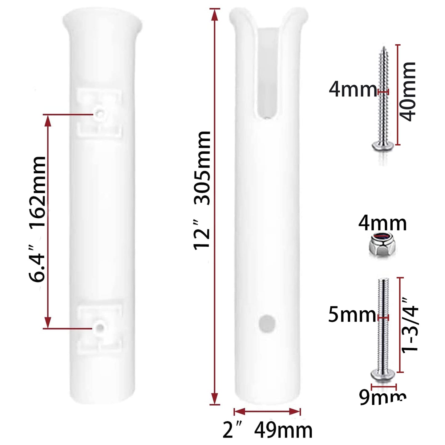 ISURE MARINE 2PCS Fishing Rod Holder Rod/Ship Yacht Fishing Rod Frame Portable Lightweight and Durable Tube Rod Rack-Replacement Parts with Screws (White)