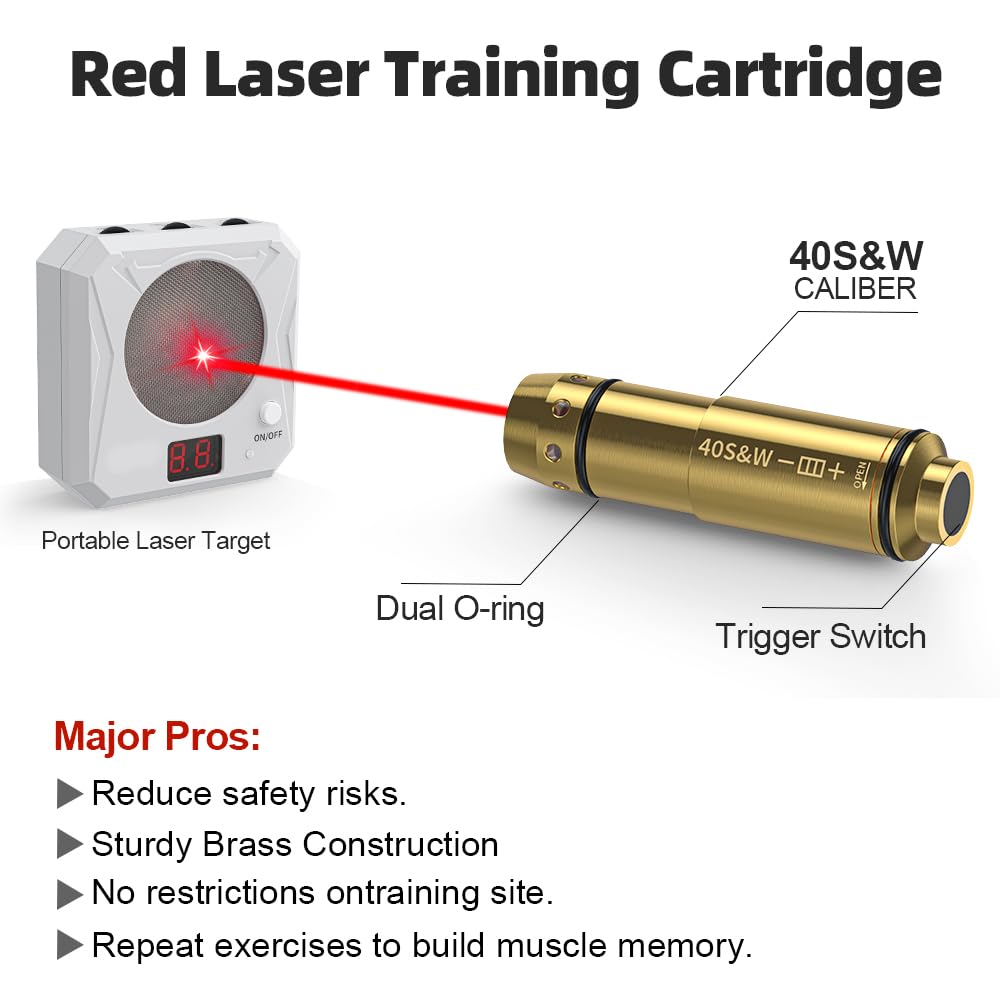 40S&W Dry Fire Training Laser Cartridge Spare O-Rings & Battery Suitable for Improving Shooting Skills