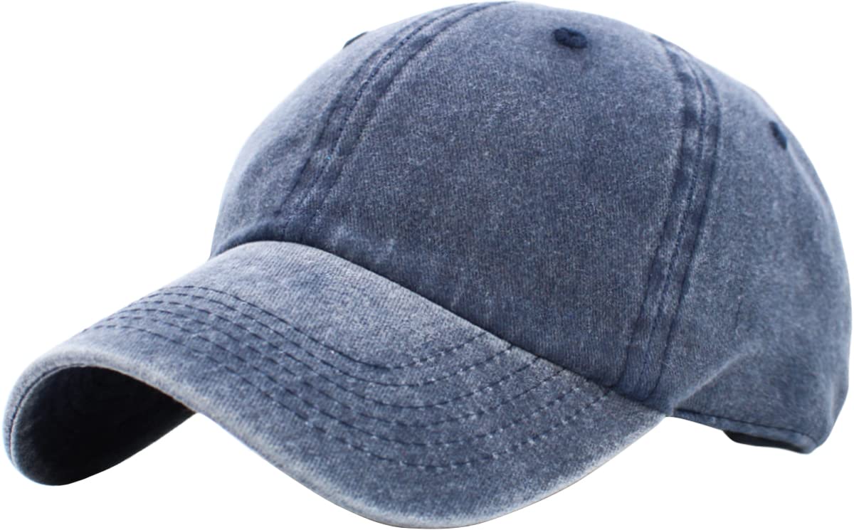 KB-PG-Low Washed Navy Original Classic Low Profile Cotton Hat Men Women Baseball Cap Dad Hat Adjustable Unconstructed Plain Cap