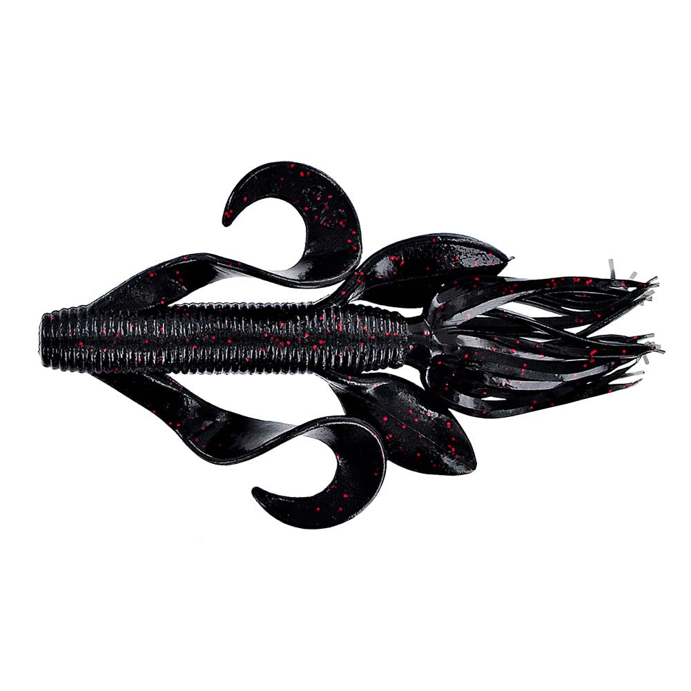 Yamamoto 4" KREATURE Black W/Small RED Flake (7 Pack)