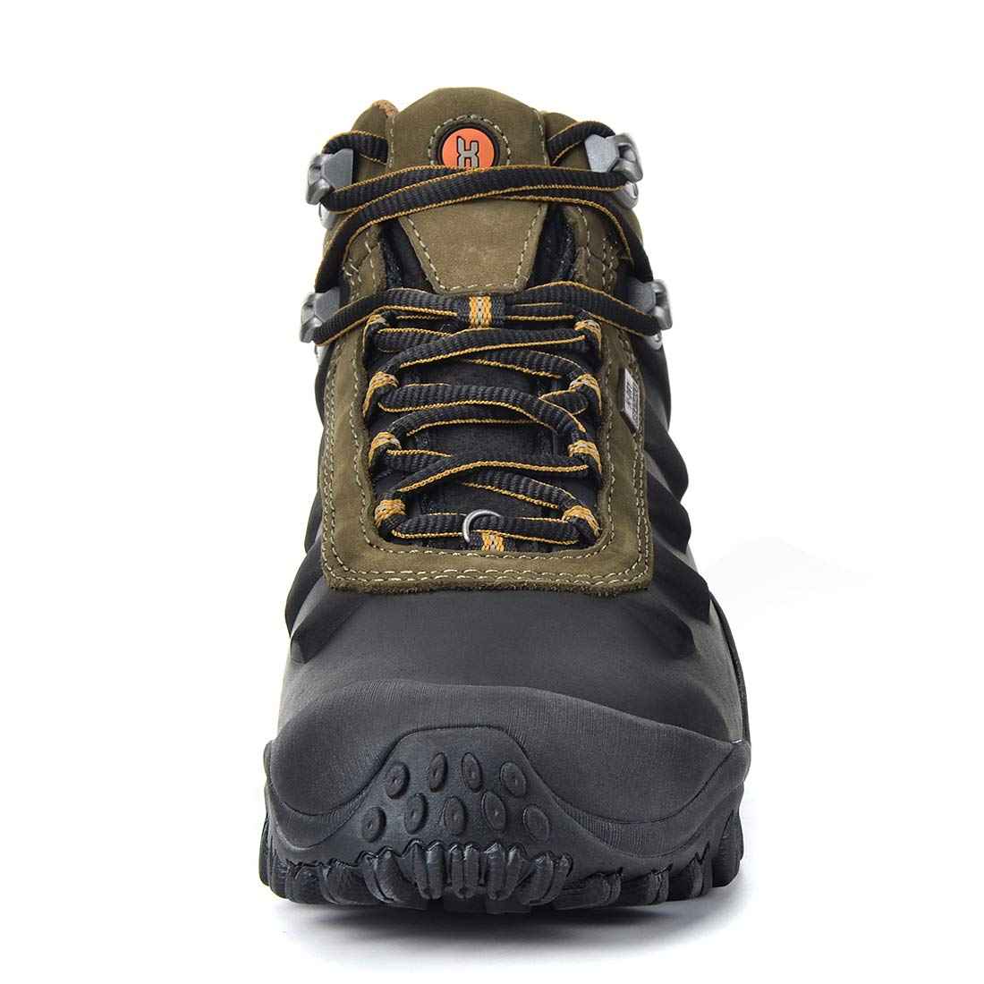 XPETI Men's Insulated Waterproof Hiking Winter Snow Boots Black/Green 10.5