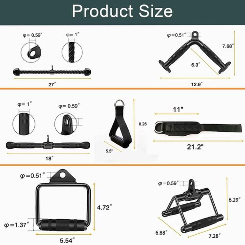 WNOEY Solid Cable Machine Attachment, Cable Attachments for Gym, Gym Cable Attachments, Cable Machine Attachments Set