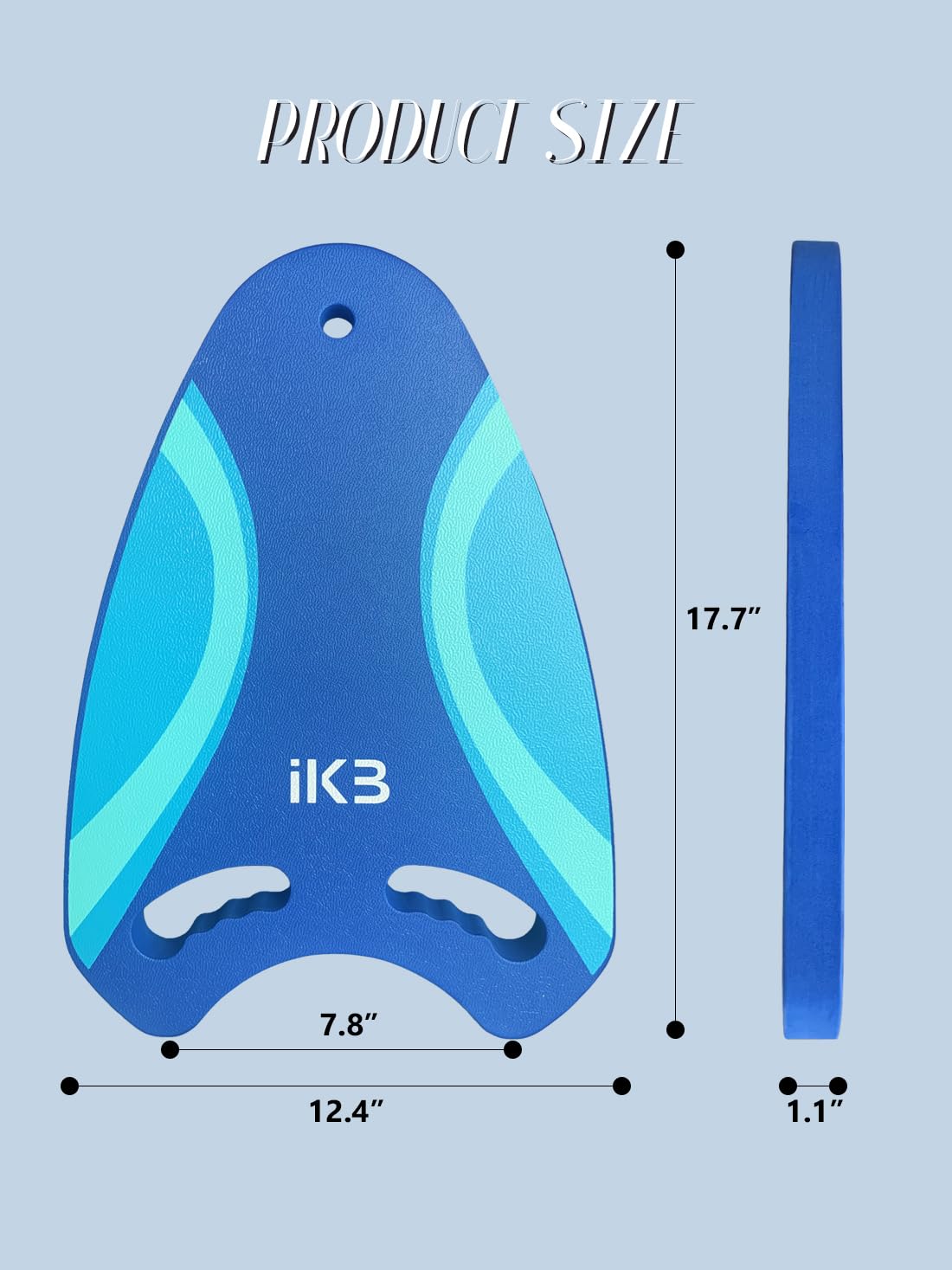 ikanboo Swimming Kickboard, Swim Training Aid Kick Board with Integrated Hole Handle, Pool Exercise Equipment for Kids and Adults, EVA Foam