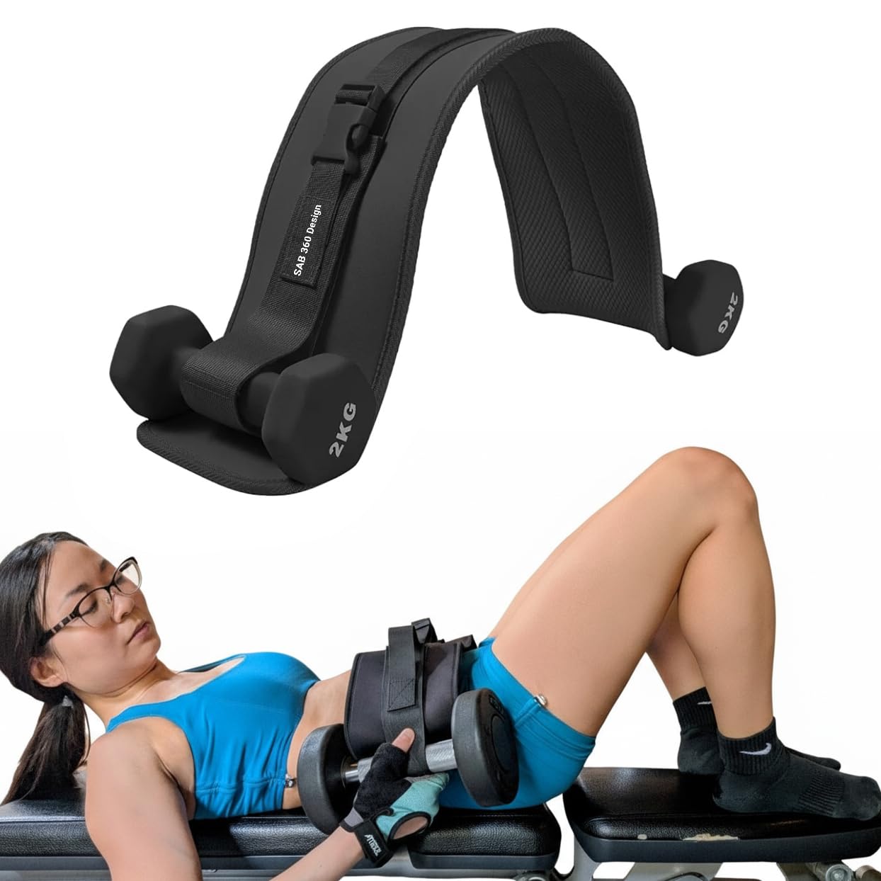 Hip Thrust Belt for Glutes – Adjustable Weightlifting Belt with Padded Support – Portable Booty Builder for Dumbbells, Kettlebells, and Plates – Home Gym Workout Gear for Men & Women